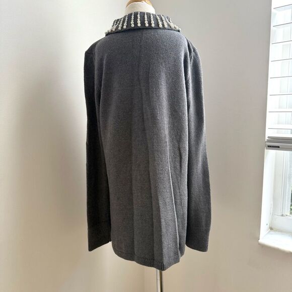 Talbots Sabrina  Cashmere Pearl  Sweater Gray Faux Pearls NWT size Extra Small - Picture 4 of 10